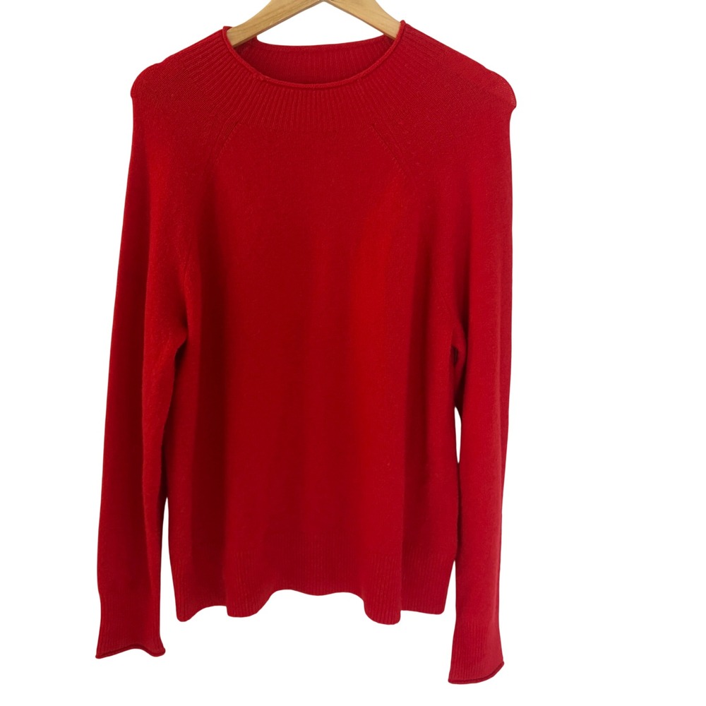 J.Crew Sweater Womens Medium Red Excellent Merino Alpaca Wool Raglan Knit